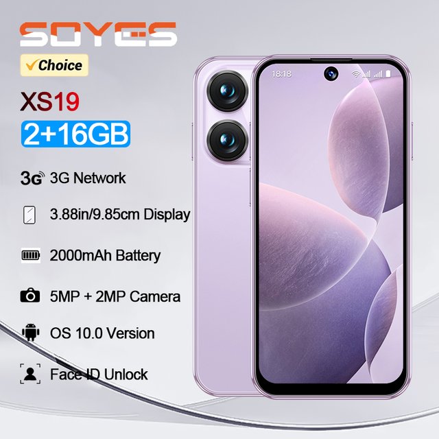 SOYES XS19 Mini Smartphone 3.88in 2GB RAM 16GB ROM Android10.0 With Facial Recognition Dual SIM Standby 3G Network Small Phone