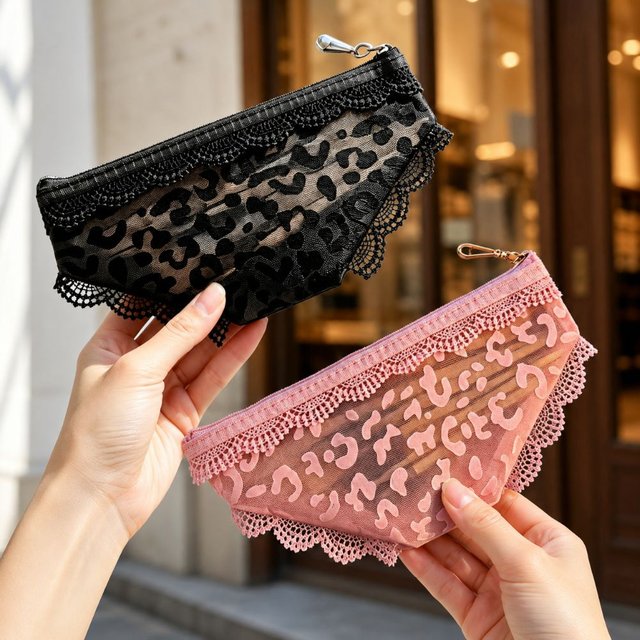 New Bikini Briefs Shape Cosmetic Bag Mesh Transparent Makeup Storage Pouch Lace Heart Y2K Toiletry Bag Storage for Travel