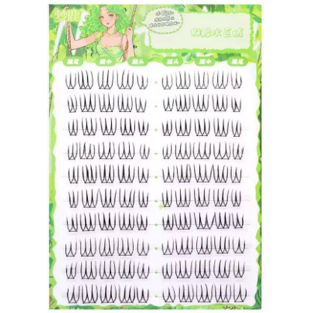 Korean style False eyelashes Segmented U-shaped Dense Simulation Curling up Extension Eyelashes Idol Pop Girl Eyelashes Makeup