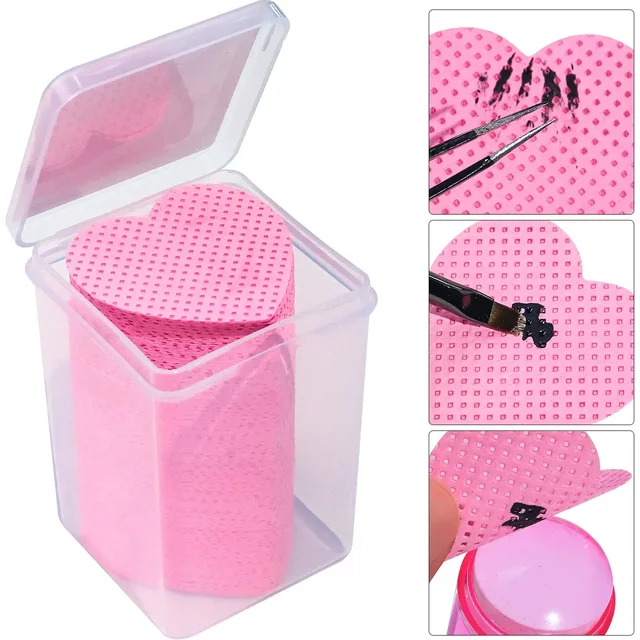 200Pcs Lint Free Nail Wipes, Nail Polish Remover, Cotton Pad, Heart Shape, UV Gel, Makeup Cleaning Tools