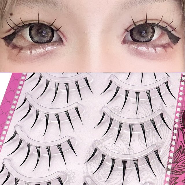 Manga Style Korean Style Makeup Spiky Wet Look Lashes Natural Pure Desire Full Band Strip False Eyelashes 9-11mm Mixed