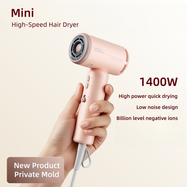 Mini High-Speed Hair Dryer With High Wind Power, Negative Ion Hair Care, Silent Operation, 1400W New Generation Hair Dryer