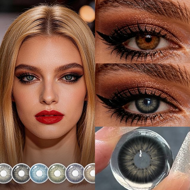 VISUASHOW Fashion Colored Contact Lenses Black 6 Month Disposable 1 Pair Natural Soft Cosmetic Lens For Daily Eye Beauty Makeup