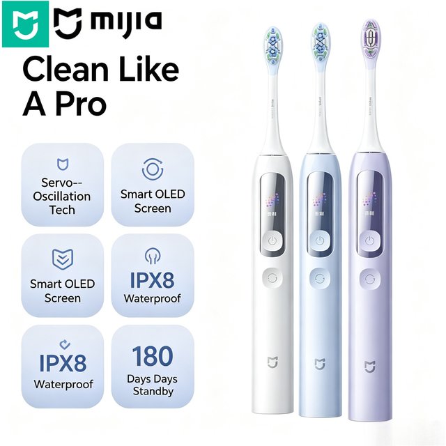 MIJIA Servo-Oscillation Electric Toothbrush Pro 180 Days Battery IPX8 Waterproof Travel Lock App Control Adult Oral Care Brush