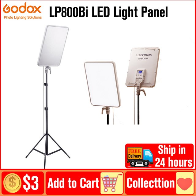 Godox LP800Bi LITEMONS Bi-Color LED Panel Light 2800-6500K Dimming Photography Fill Light for TikTok/Live Streaming/Makeup/Vlog