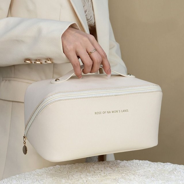 Fashion Portable Tote Makeup Bag Pillow PU Cosmetic Bag Multi-compartment Large Capacity Travel Organizer Bag
