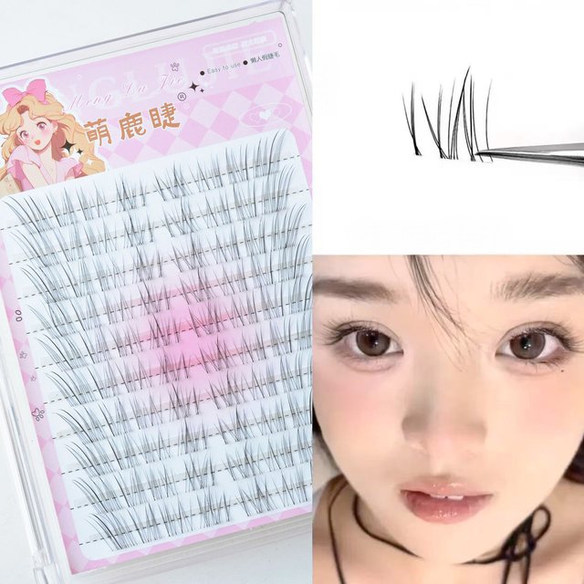 10 Rows Black False Eyelashes Fiber 0.05mm C Curl 8 to 12mm Mixed Length Natural Look for Daily Eye Makeup