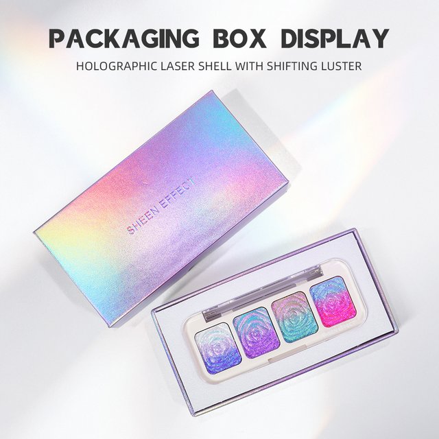 SheenEffect 4 Color Eyeshadow Palette Chameleon Shimmer Glitter Pearl Sparkle Diamond Glow Brightening Makeup Palette