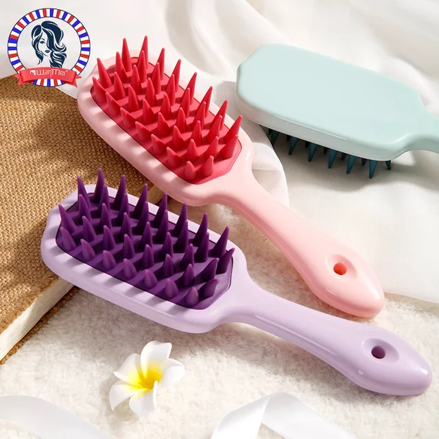 1PCS Silicone Shampoo Brush with ABS Plastic Handle Scalp Massage Hair Washing Comb Extended Plastic Comb for Normal Hair Care