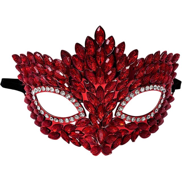 Masque de mascarade demi-visage en acrylique brillant, orné de cristaux, design de luxe, style mode sexy, fait main, pour soirées et raves