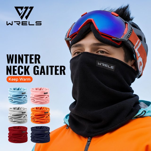 WRELS Winter Neck Gaiter Warmer Fleece Thick Windproof Face Cover Fleece Face Mask Scarf Running Skiing for Cold Weather Sports
