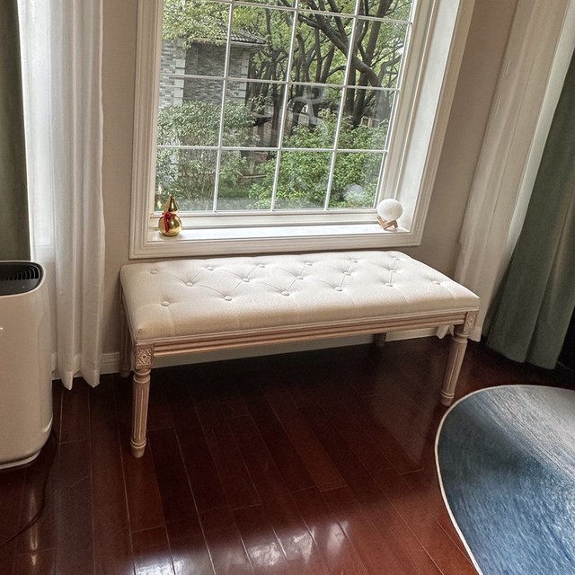 American Style Solid Wood Shoe Bench Multi-Functional Entryway Long Ottoman Dressing Room Makeup Stool Living Room Footrest