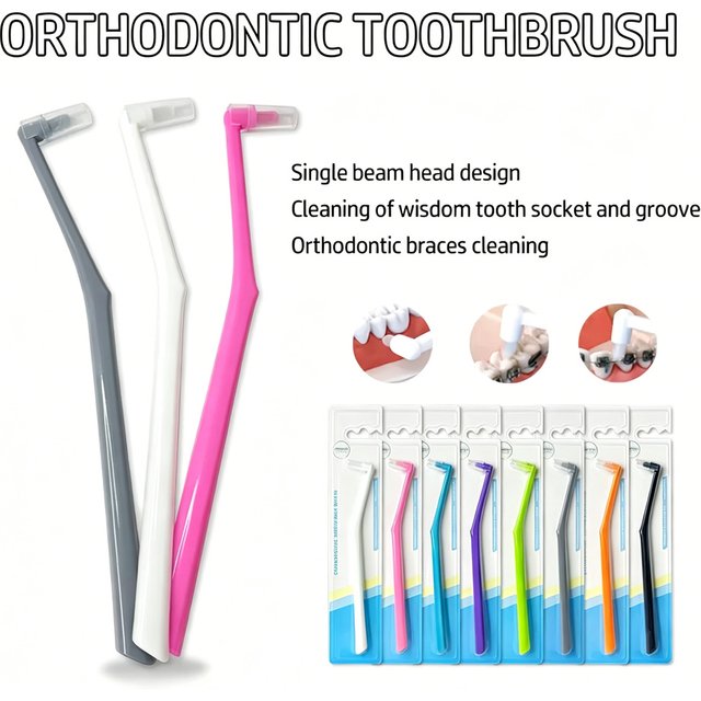 Soft Bristle Round Head Toothbrush Single Tuft Design Interdental Brush Professional Teeth Cleaning for Orthodontics & Daily Use