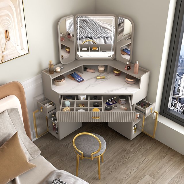 Luxury Solid Wood Dressing Table Corner Modern Triangle Storage Combination Locker Household Makeup Tables Bedroom Furniture