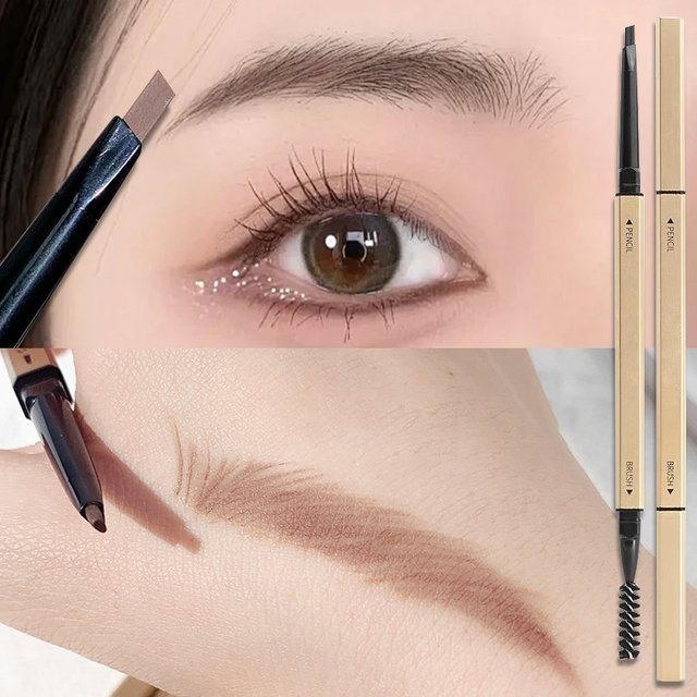 5 Colors with Brush Double Head Eyebrow Pencil Waterproof Smooth Precise Eyebrow Stick Lasting Eyebrow Tattoo Pencil Cosmetics