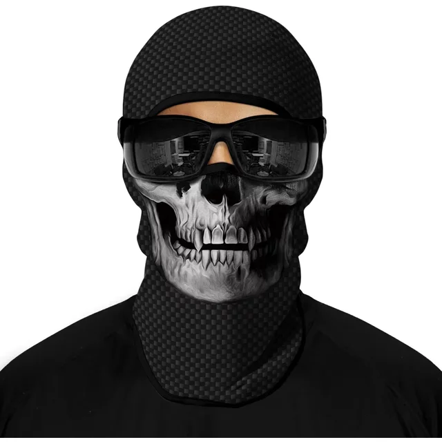 Cagoule 3D masque facial crâne couvre-tête moto motard coupe-vent UV soleil poussière protection casquette complète pour hommes femmes en plein air