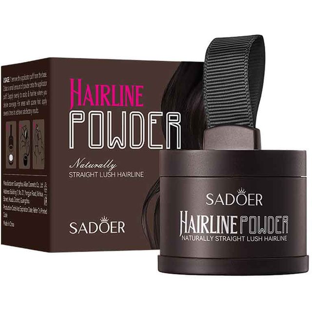 SADOER Hairline Shadow Powder with Brush Water Sweat Resistant Hair Loss Concealer Bald Spot Concealing Hair Powder Women Men