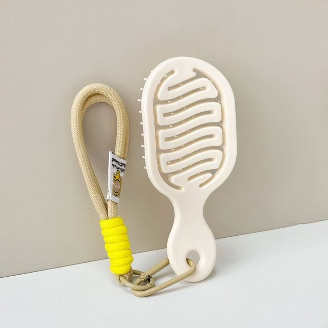 Peigne à cheveux portable mini de voyage avec cordon, utilisation humide et sèche, peigne de poche ajouré, poils en nylon antistatiques