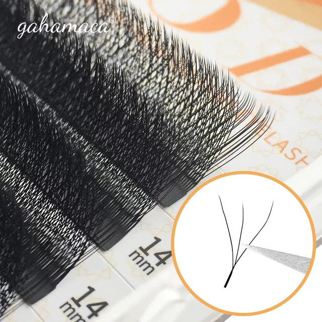GAHAMACA W-Shape Eyelash Extensions C/D/L/LU Curl Premade Volume Fans Soft Natural False Eyelashes For Professional Eye Makeup