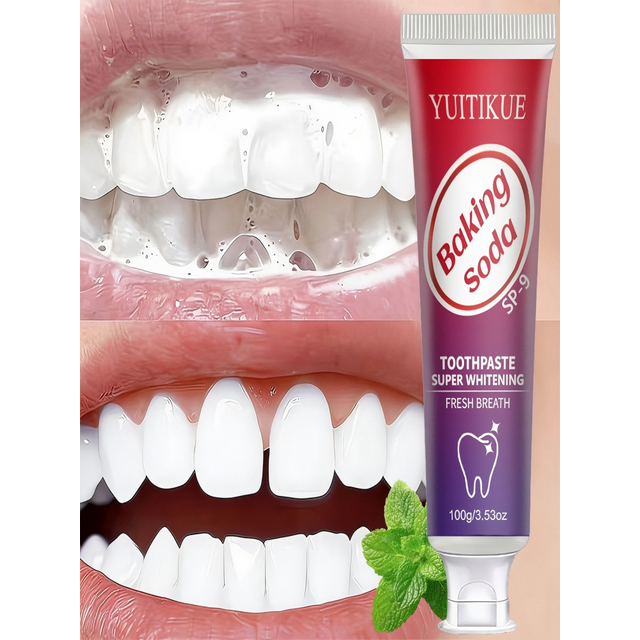 YUITIKUE Baking Soda Toothpaste, 100g SP-9 Super Whitening Toothpaste for Fresh Breath & Teeth Cleaning