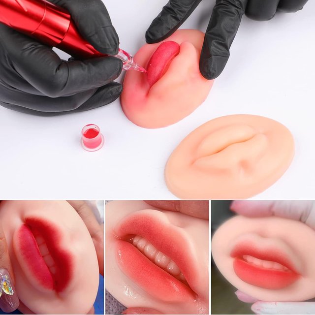 1/3/5pcs Tattoo Practice Lip Open Mouth Silicone Lip Model Realistic Lip Exercise Facial 3D For Permanent Makeup Tattoo Practice