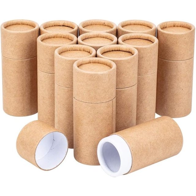 12PCS 10ml BurlyWood Kraft Paperboard Tubes Round Cardboard Containers Lip Balm Tubes Cardboardfor Pencils Tea Caddy