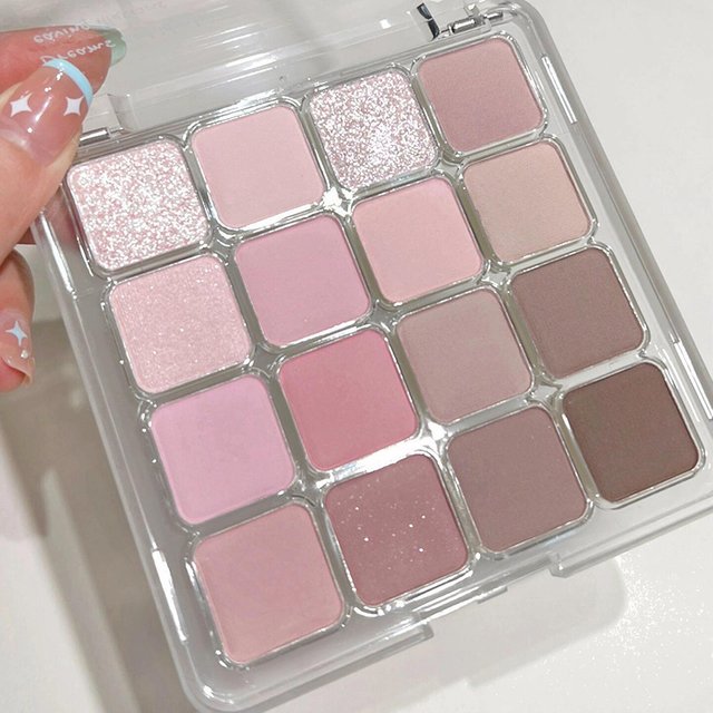 16-Colors Eyeshadow Matte & Shimmer Palettes Lying Silkworm Brightener for Soft Daily Makeup Earth Tone Pink Blue Grey Wholesale