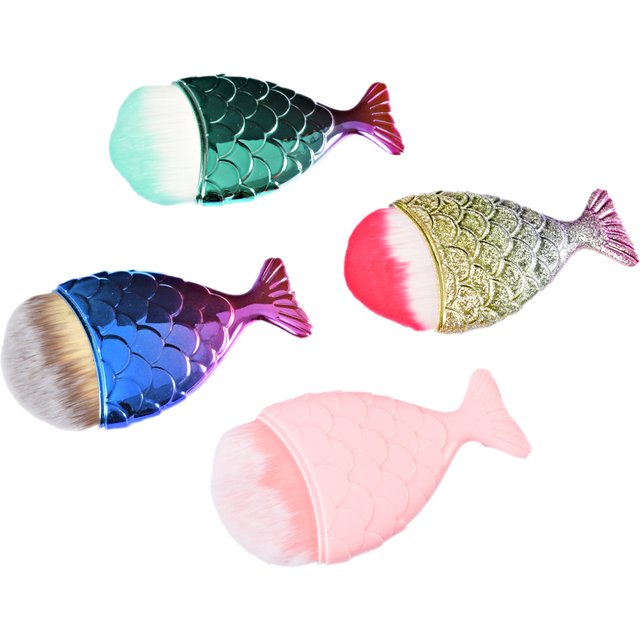 Mermaid Tail Nail Brushes Soft Cleaning Dust Powder for Nails Care Fishtail Cosmetic Brushes Nail Art Brush Manicure Accessories