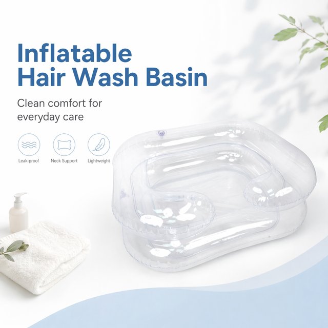 Inflatable Shampoo Basin Thickened PVC Foldable Hair Washing Bowl With Drain Tube Pillow For Elderly Pregnant Bedridden Home