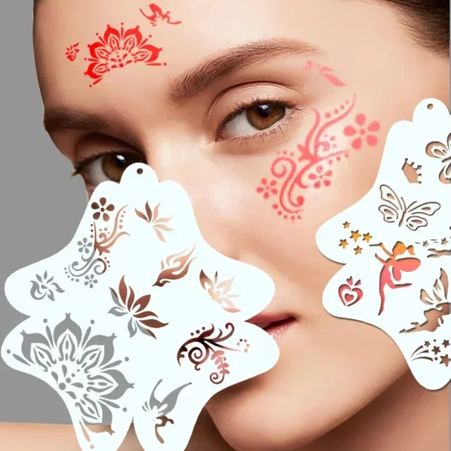 Face painting templates adults children professional body art reusable user-friendly party templates makeup tools template new