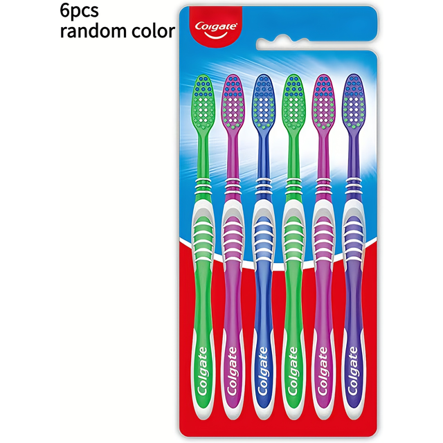 Colgate 6PCS Adult Daily Toothbrush Medium Hard Bristles Multi Purpose Household Travel Oral Cleaning Goods