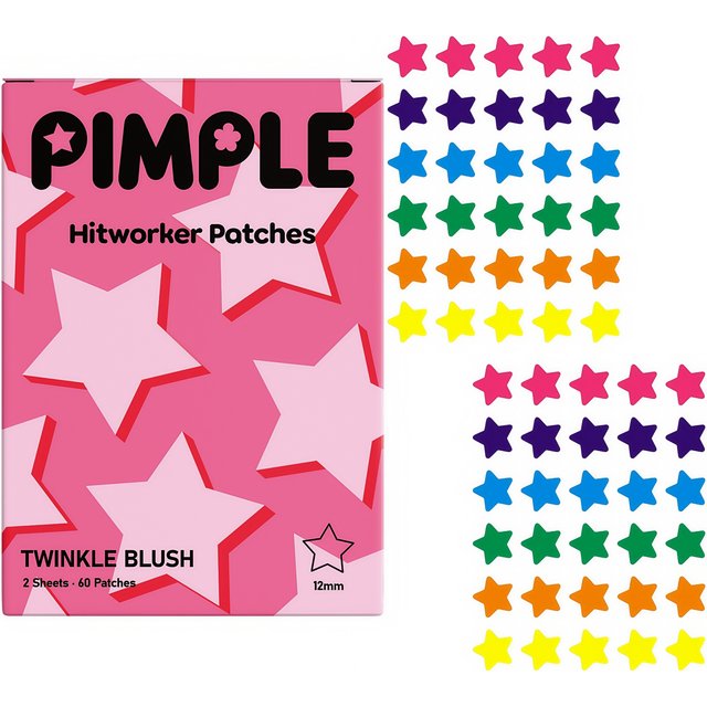 60PCS Colorful Star Pimple Patches for Face, 12mm Cute Blemish Cover Stickers, Facial Spot Patches