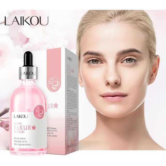 LAIKOU Cherry Blossom or Rose Essence Solution Moisturizing Facial Care Brighten Tighten Hydrating Repair Soothe Soften 100ml
