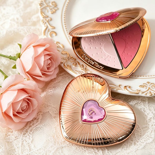 New Charlotte Tilbury Two Color Heart Shaped Powder Blusher Setting Spray Oil Control Powder Blusher Air Cushion Pen Cosmetic