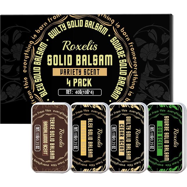 4 In A Box Men Solid Cologne Set - Long-lasting Fragrance Portable Deodorant Balm, Woman Floral Scent Light Gel Daily Use