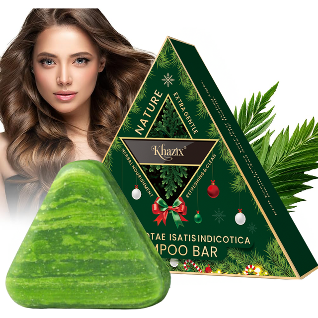 Green Triangle Soap Shampoo Bar with Usman Grass - Natural Cypress Leaf Solid Shampoo Bar for Natural Herbal Hair Care, Calming