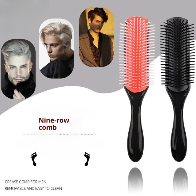9-Rows Unisex Detangling Hair Brush Denman Detangler Hairbrush Scalp Massager Straight Curly Wet Removable DIY Hair Comb Brush