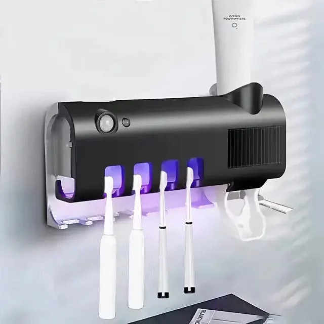 Wall Mounted Solar UV Toothbrush Sterilizer with Automatic Toothbrush Holder & Bathroom Accessories