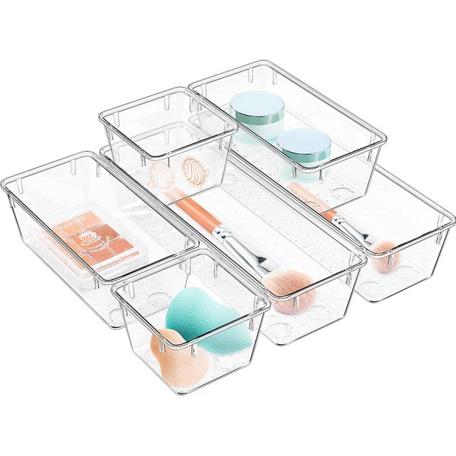 6/9/12 Pack Clear Drawer Organizer Set, Acrylic Drawer Storage Trays, Storage Bins for Makeup, Cos