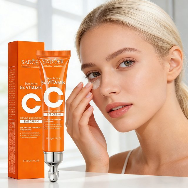 SADOER Vitamin C Eye Cream Anti Dark Circles Eyes Bags Remover Moisturizing Brightening Firming Skin Care Products for Eyes