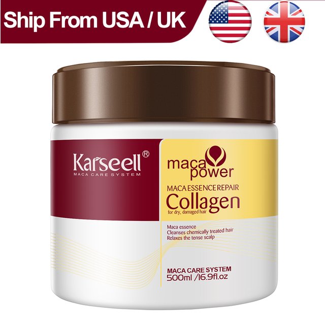 Karseell Collagen Hair Mask 500ml 16.9fl.oz Deep Repair Essence Repair Collagen for Dry Damaged Hair All Hair Type Hair Care