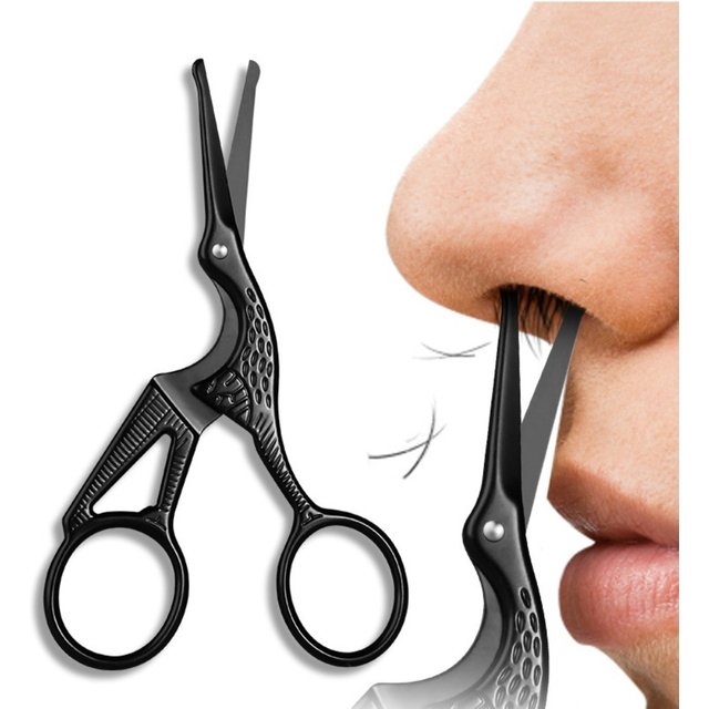 Facial Hair Scissors Rounded Professional Stainless Steel Mustache Nose Hair Beard Eyebrows Eyelashes Trimming Clippers