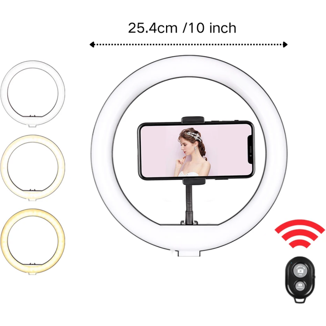 10inch/25.4cm Video Light Dimmable LED Selfie Ring Light Photography Ring lamp No Tripod Stand For Youtube Makeup Video