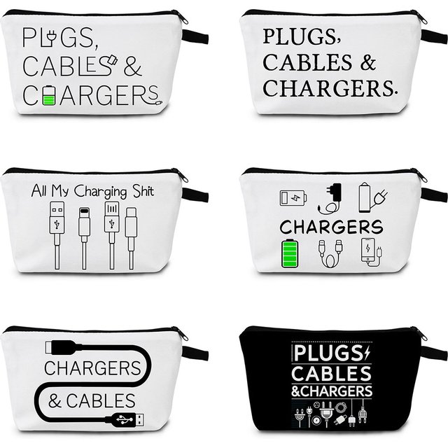 Charger Storages Makeup Bag Charger Plugs Gift for women Cosmetic Bag for Charging Cord Zipper Pouch Travel Toiletry Bag