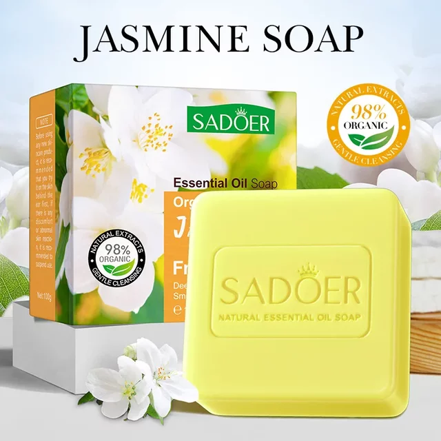 Parfum nettoyant pour le corps, savon au jasmin et au bois de santal, barre de shampoing, savons éclaircissants pour la peau, acide kojique, numéro Colab, curcuma commerciale