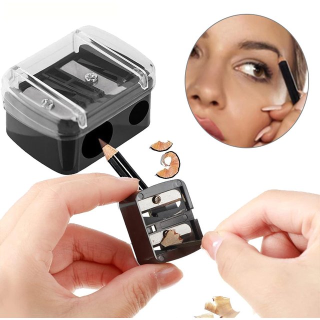 Eyebrow Eyeliner Pencil Cutting Variety Pen Sharpening Double Hole Design 2 in 1 Makeup Pencil Sharpener For Cosmetic Supplies