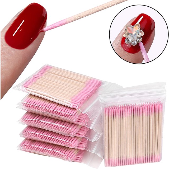 100/1000Pcs Double-Ended Cotton Swabs Fine Pointed Tips for DIY Nail Art Makeup Eyeliner Correction - Beauty Tools