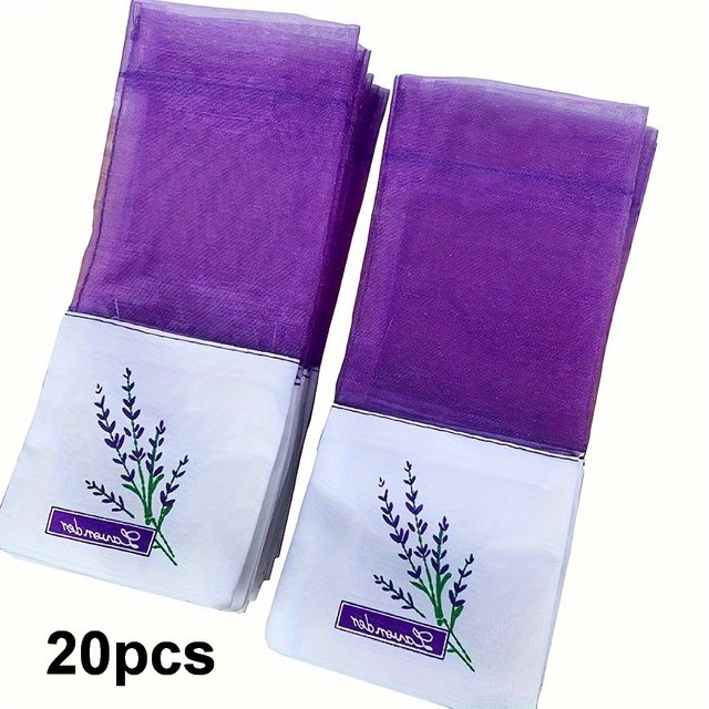 20 pièces/ Sachet en lin et dentelle, sac vide avec sangle violette, sac en maille adapté au salon, au bureau, sacs d'aromathérapie