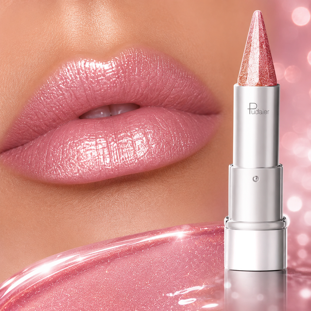 Shimmer Lipstick Fine Glow Pink Nude Lip Balm Long Lasting Moisturizing Pearlescent Lip Gloss Waterproof Daily Makeup Cosmetics