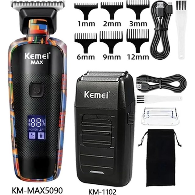 Kemei Hair Clipper Km-2296 Km-MAX5090 Km-1102 Barber Blading Hair Cutting Machine Clipper Grooming Cordless Rechargeable Shaver